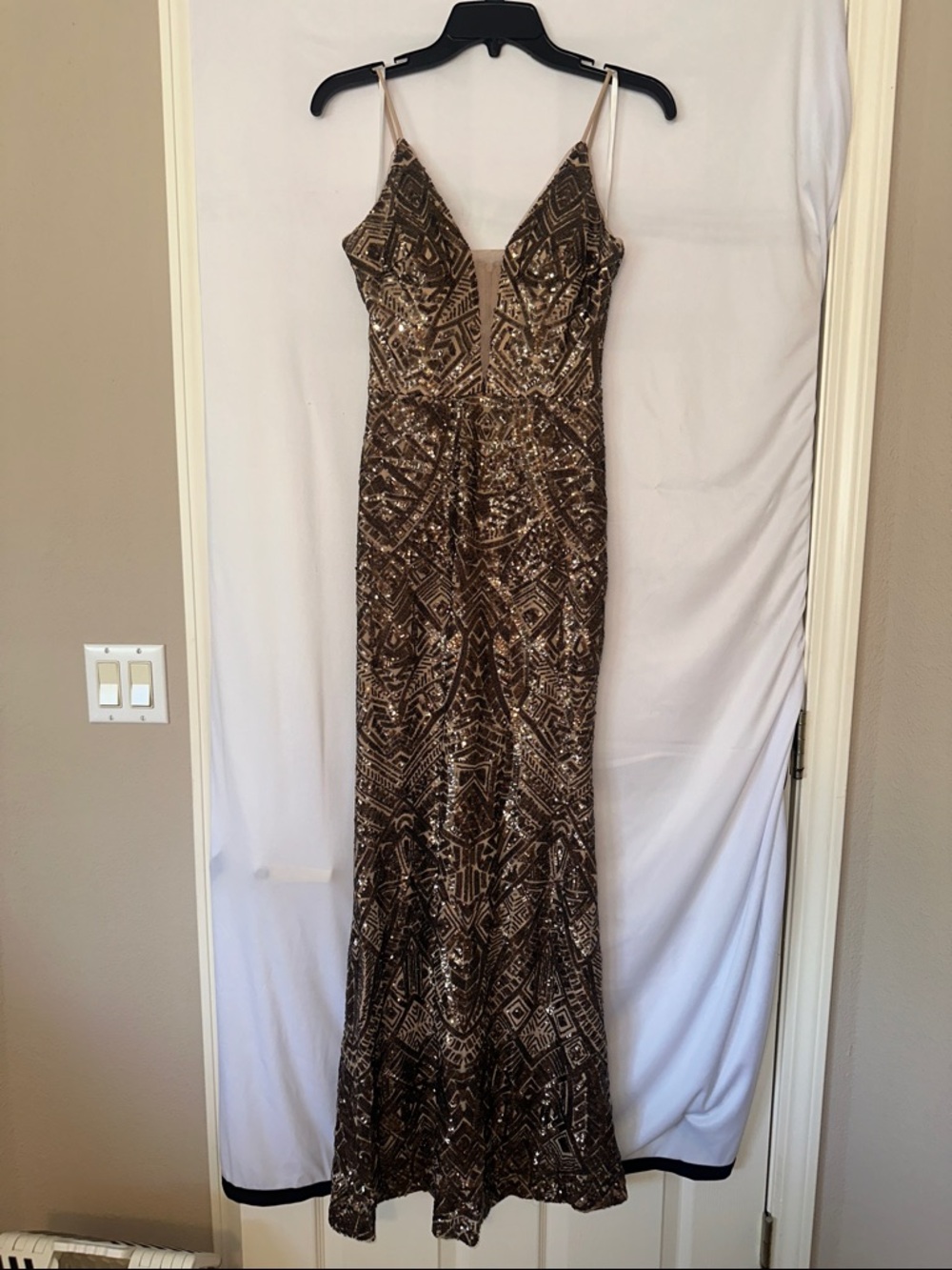 Aqua Bronze Sequin Maxi Dress